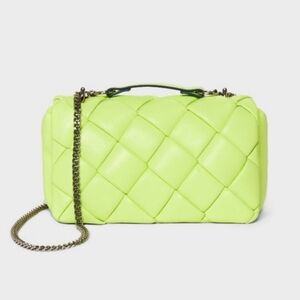 Sophie Neon Green Faux Leather Good Cond Shoulder Crossbody Bag by A New Day